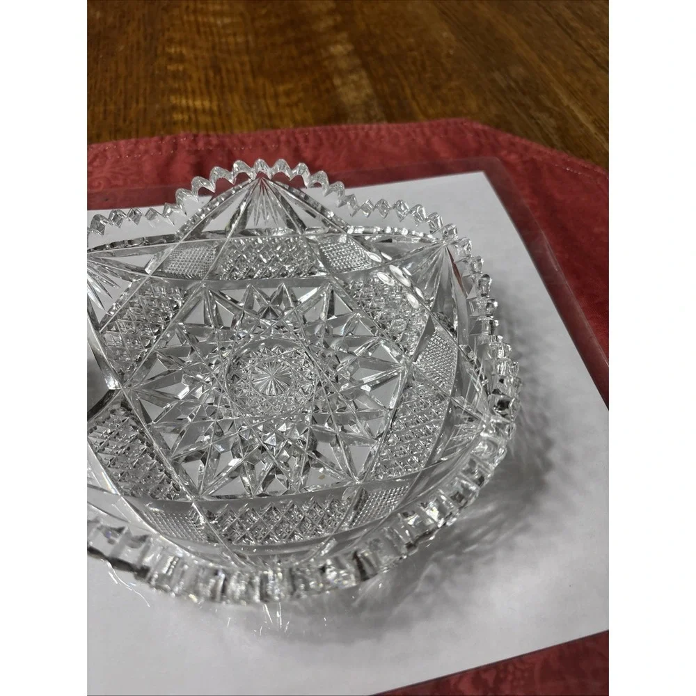 ABP Finely Cut Glass Nappy Hobstar Saw Tooth‎ Rim American Brilliant Period